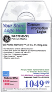 Example Price tag Pro price tag for GE Energy Star WPGT9350CPL Profile Harmony  Platinum Washer with Manufacturer and Instant Rebates, Extended Service Plan, Delivery Charge, Financing options, Suggested Retail Price, Tag Expiration, and Small Print.